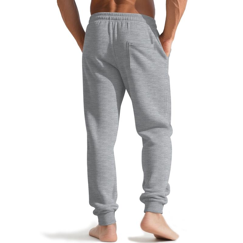 Pantaloni Jogger da Uomo a Nido d'Ape Coulisse Vita Elastica Polsini a Costine Casual Loungewear Aderenti Pantaloni da Tuta