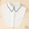 Women's Fashion Embroidered Chiffon Fake Collar with Black Edge Wave Embroidered Collar Paired with Sweater Shirt Versatile Coll