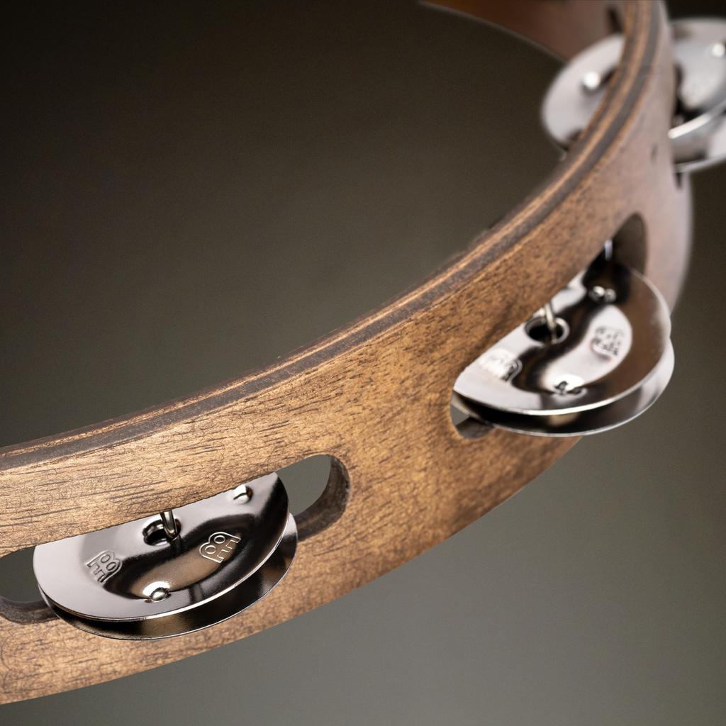 MEINL Percussion Traditional Wood Tambourine Stainless Steel Jingles 1row TA1WB []