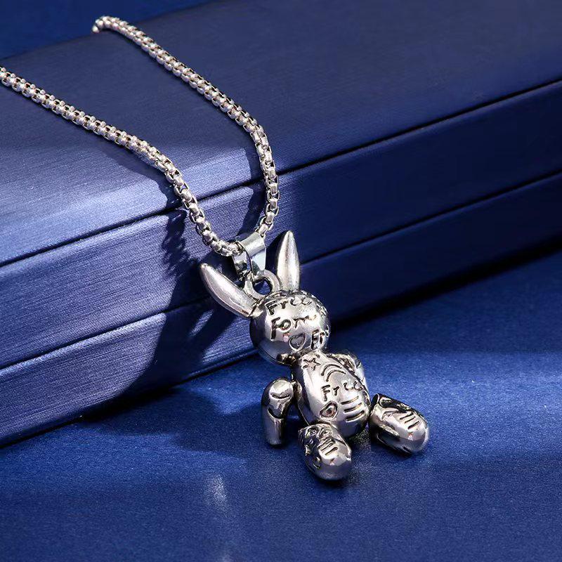 Movable Violent Bear Hip-Hop Men's Titanium Steel Necklace