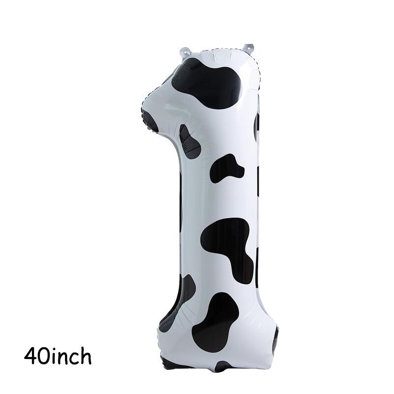 1pcs American Version 40inch Cow Print Large Cartoon Digital Balloon Black and White Print Children and Baby's Birthday Number