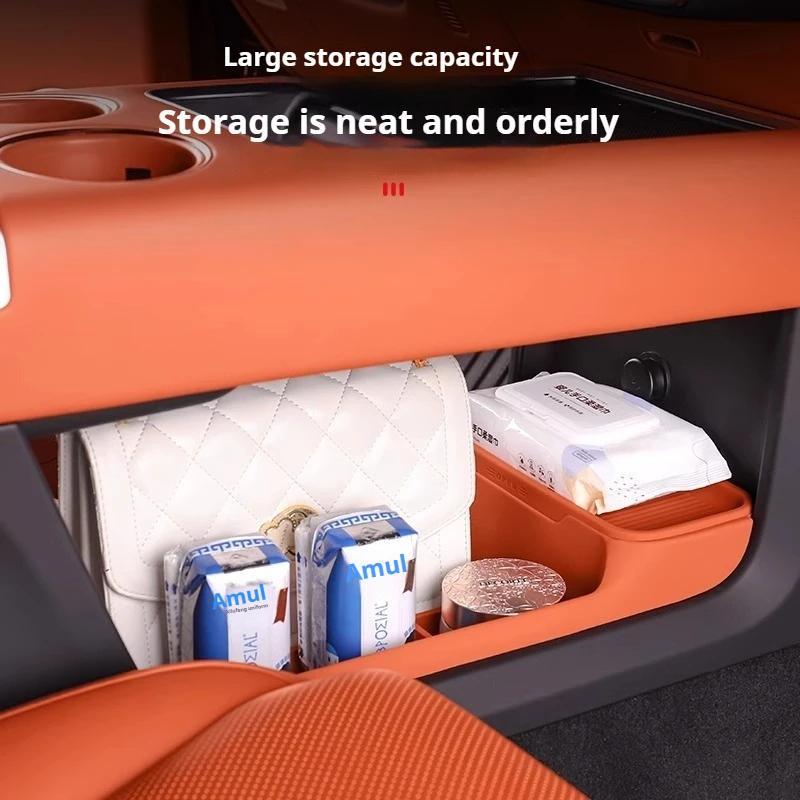 For Li Lixiang L6 L7 L8 L9 Car Under Center Control Silicone Double Layer Storage Box Lower Center Control Storage Interior