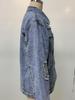 Women's Oversized Ripped Denim Boyfriend Jacket