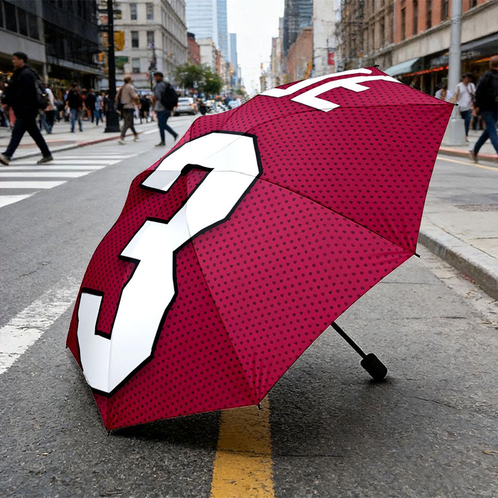 Retro Round Wade 3 Jersey Red Graphic Print Umbrella