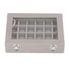 Small Velvet Jewelry Box Organizer 24 Compartments Jewelry Case Earring Rings Storage Box Jewelry Case with Locks Gray