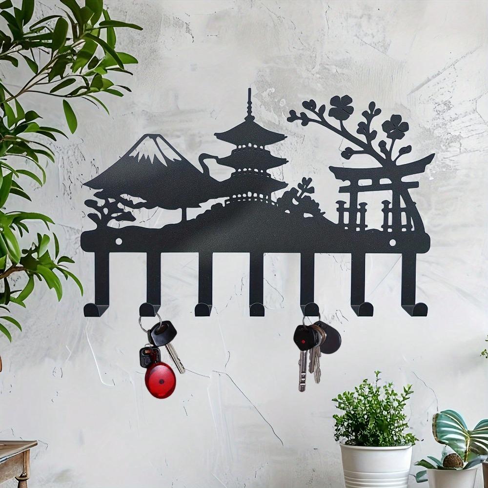 Wall Mounted Black Metal Key Holder Hat Rack For Hallway Kitchen Bathroom Bedroom
