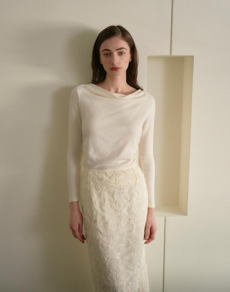 GIEMAR Drape Shirring Tee Ivory