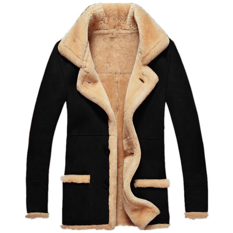 Autumn and winter order surge leather suede fleece integrated thickened coat coat