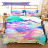Galaxy Moon Pattern Bedding Quilt Set Quilt Cover Pillowcase Home Decoration Gift (1 * Duvet Cover + 2 * Pillowcase, Without Core)