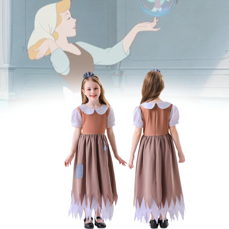 Enchanting Girls Costume Dress Featuring Cinderella And Snow White Cosplay Style For Halloween And Festivals