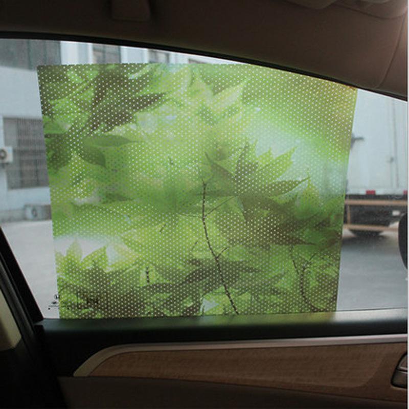 2 Stück 42 x 38 cm DIY Autoaufkleber Sonnenschutz Sonnenschutz Fensterabdeckung Schwarzer PVC-Sonnenschutz Seitenfensterschutz mit kleinen Löchern