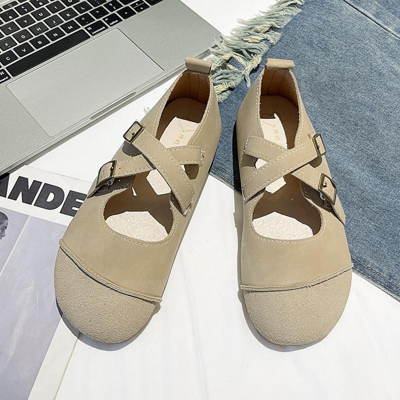 Flat-soled Beanie Shoes Women's 2025 Spring and Summer New Retro Mary Jane Women's Shoes Grandma Shoes Ugly and Cute One-pedal Single Shoes