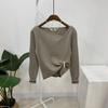C S In The Room Off Shoulder Ribbed twiSt StitCh Knit 4Color