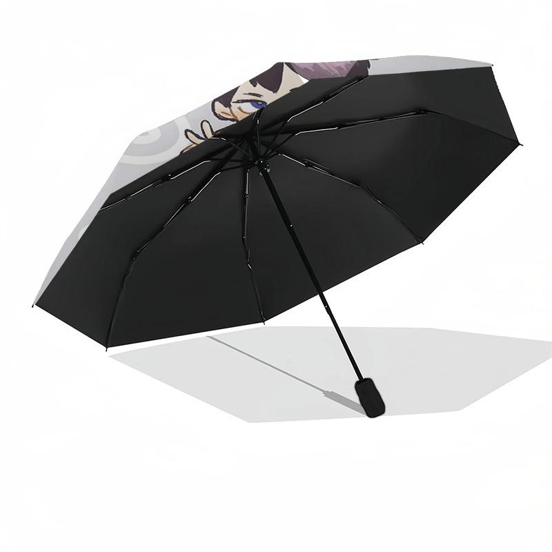 1pc Haikyuu!! Kuroo Tetsurou & Hinata Shoyo Volleyball Team Umbrella Automatic Opening Closing, Portable 3-Fold Design, 8-Bone Iron Frame Outdoor Umbr