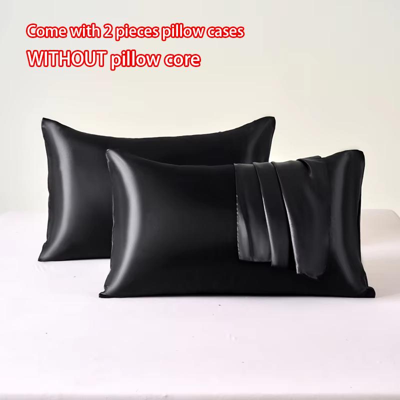 2 Pack Satin Pillowcases for Hair and Skin Soft Breathable Cooling Smooth Pillow Covers for Sleeping