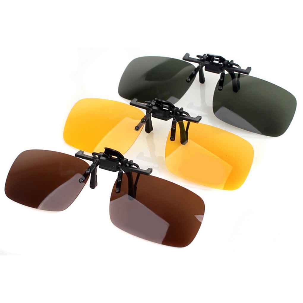 Men Women Daytime Night Clip-on Polarized Lens Eyeglasses Short-sight UV Protection Filp up Clip Eyewear
