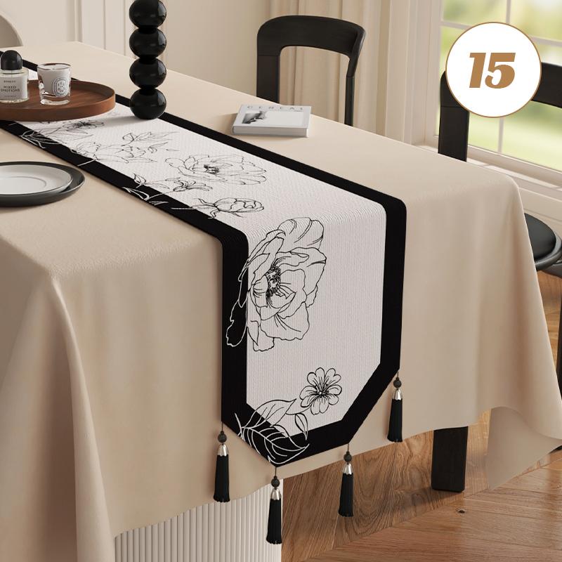 Chinese Traditional Table Runner Cotton And Linen Tea Table Mat Tassel Lace Table Cover Home Decor TV Cabinet Table Runners
