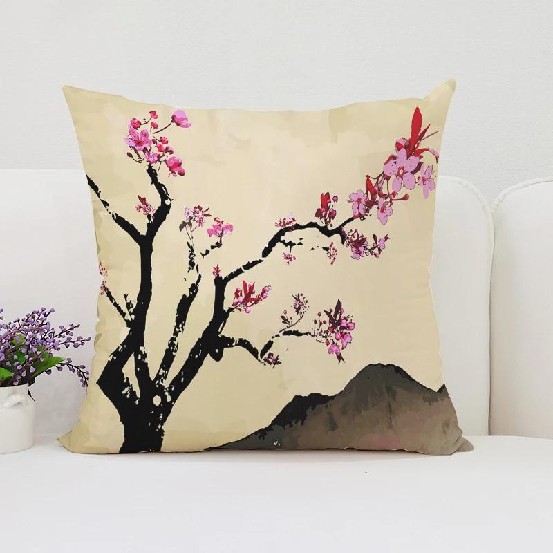 Japanische Kirschblüte Wohndekor Dekorative Kissenbezüge für Wohnzimmerkissen Ästhetische Raumdekoration Kissenbezug 45*45