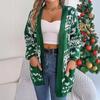 Autumn and winter Christmas fawn pocket sweater jacket, warm and elegant loose ladies long-sleeved knitted cardigan