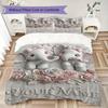 Custom Name Jungle Elephants Waterfall Bedding,Quilt Set Quilt Cover Pillowcase Home Birthday Gift(1 * Duvet Cover + 2 * Pillowcase, Without Core)_lx