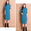 Autumn Winter Women's Half Turtleneck Knit Dress Slim Fit Solid Color Pullover Long Sweater Dress