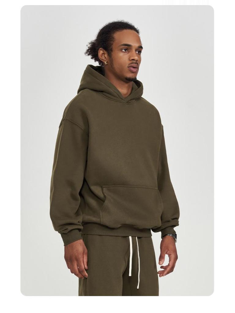 2025 Men's Fleece-Lined Oversized Hoodie - Solid Color, Thick, Winter/Autumn Streetwear Jacket