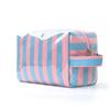 Waterproof Striped Toiletry Bag Large Capacity Pink Travel Cosmetic Storage Bag Simple Portable PVC Makeup Organizer Beach