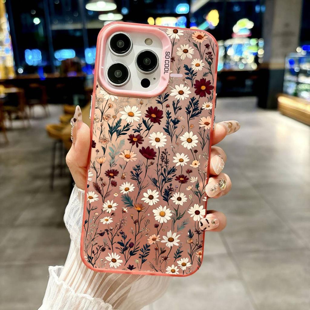 Case Cover For Realme 16 15 14 Pro 12 11 Plus C75 C53 C55 C35 C15 C12 5 5S 5I 6I Pretty Flowers Matte Shell Laser IMD