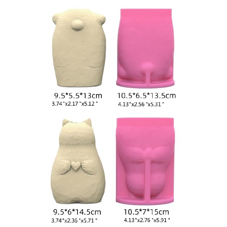 Animal Vase Silicones Molds Clay Mould Cats Succulents Flower Pots Resins Molds