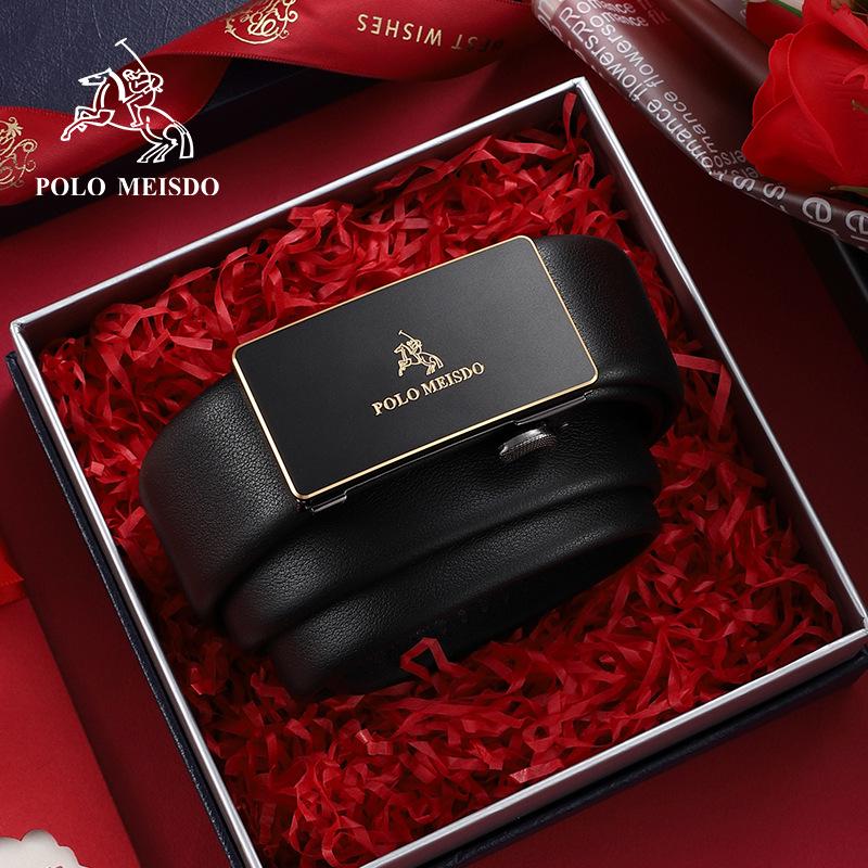 

Британский мужской ремень Paul Messder из натуральной кожи - Высококачественная коровья кожа с автоматической пряжкой 120 cm