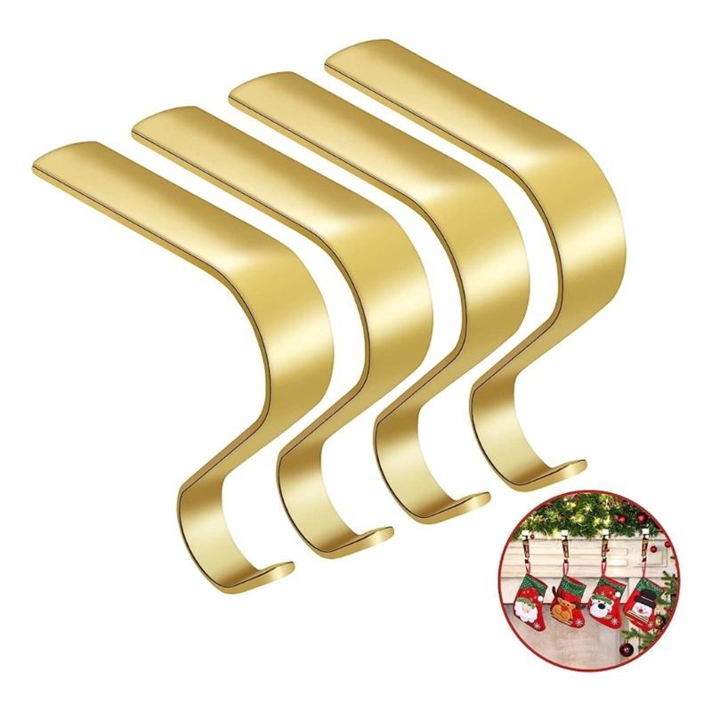 Pack of 4 Sturdy Metal Stocking Holders Home Accessoyr for Christmas Fireplaces Decoration and Holiday Mantels Hook