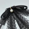Womens Lace Ribbon Bowtie Brooch Pin Student JK Uniform Shirt Jabot Collar Pearl Pendant Pre-Tied Bowknot Necktie Clip