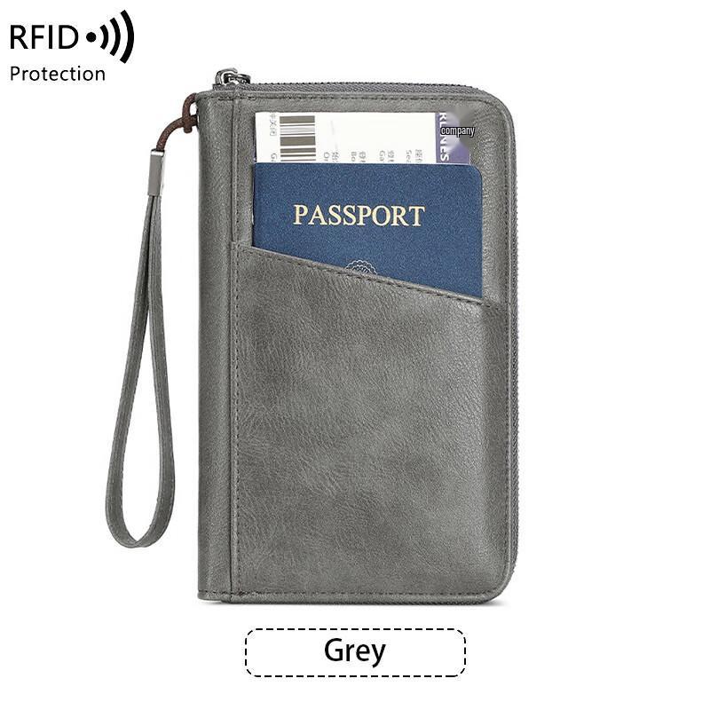 RFID Anti-magnetic Zipper Passport Holder