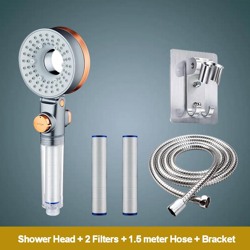 double-sided unique shower head bathroom 3 kinds of spray water-saving filter round rainfall adjustable nozzle booster sprayer