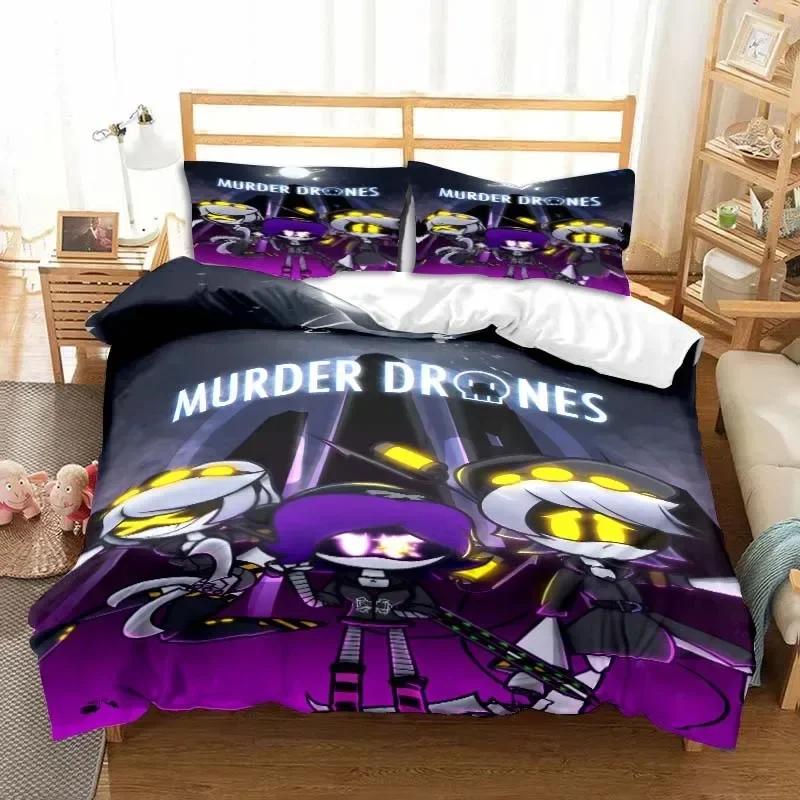 Murder Drones Anime Printed Bed Set Duvet Cover Pillowcase Bedding Set Bed Linen Sheet Quilt Cover Full Queen King Size