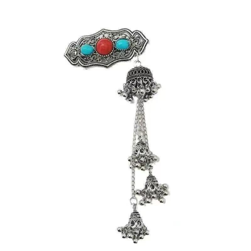 Turquoise Tassel Hair Clip: Exquisite Ethnic Mongolian Style for Women