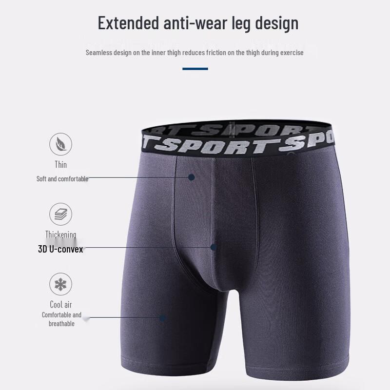 Langsha Men's Extended Length Anti-Chafing Boxer Briefs