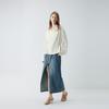ELLE French Style Split Denim Midi Skirt Fashion Design Straight A-Line Skirt Casual Long Skirt Women skirts L8ARL026