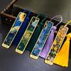 Miniature Decorative Bookmark Metal Bookmarks with Tassel, Hollow Out Oil Painting Theme Book Tassel Page Mark, Reading Accessory for Lovers,