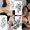 Adesivo Tatuaggio Temporaneo Impermeabile Fiori Rose Gigli Peonie Motivi Geometrici Body Art Braccio Tatuaggi Finti Manica Donna Uomo