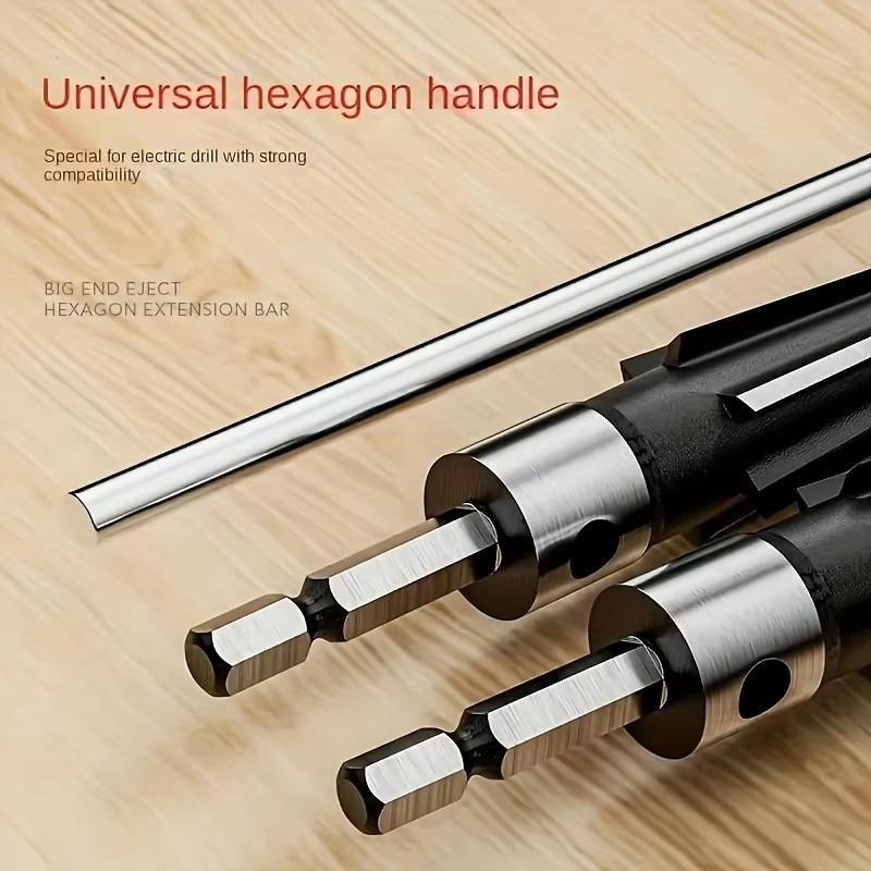 3-13/5-16 mm T Handle Taper Reamer Set,6 Fluted Chamfer Reaming Guitar Bridge Pin Hole Handle Tapered Reamers Woodworker Tool