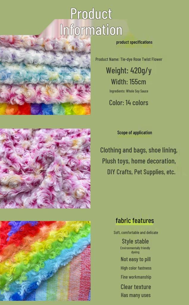 Available: Tie-Dye Rose Velvet Circle Flower Print Bag for DIY Clothing and Toy Projects
