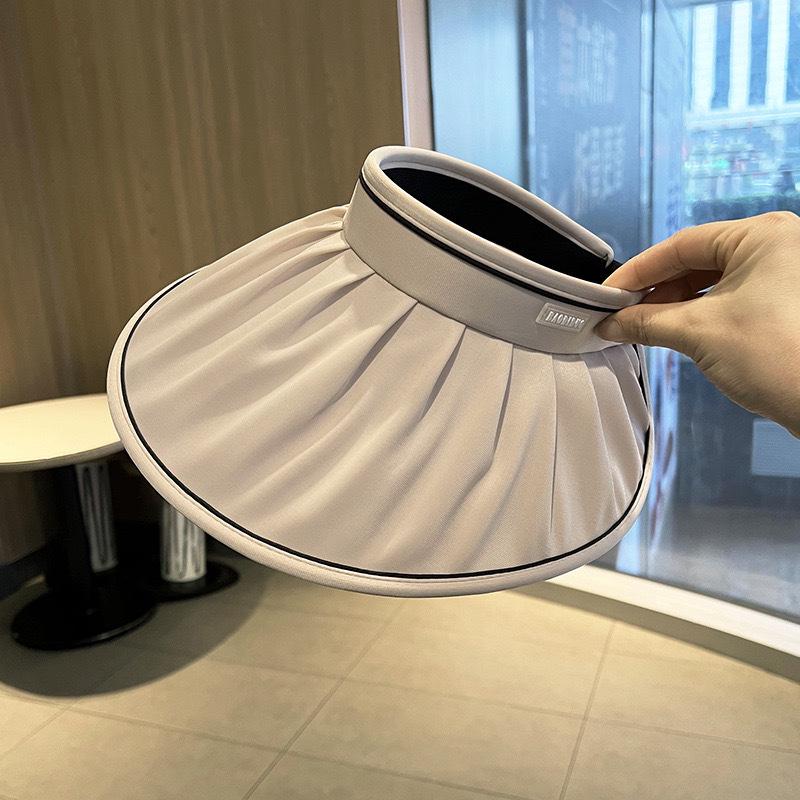 Women's Korean-Style Sun Visor Hat - Summer UV Protection, Wide Brim Design for Outdoor Use, Visually Slims Face