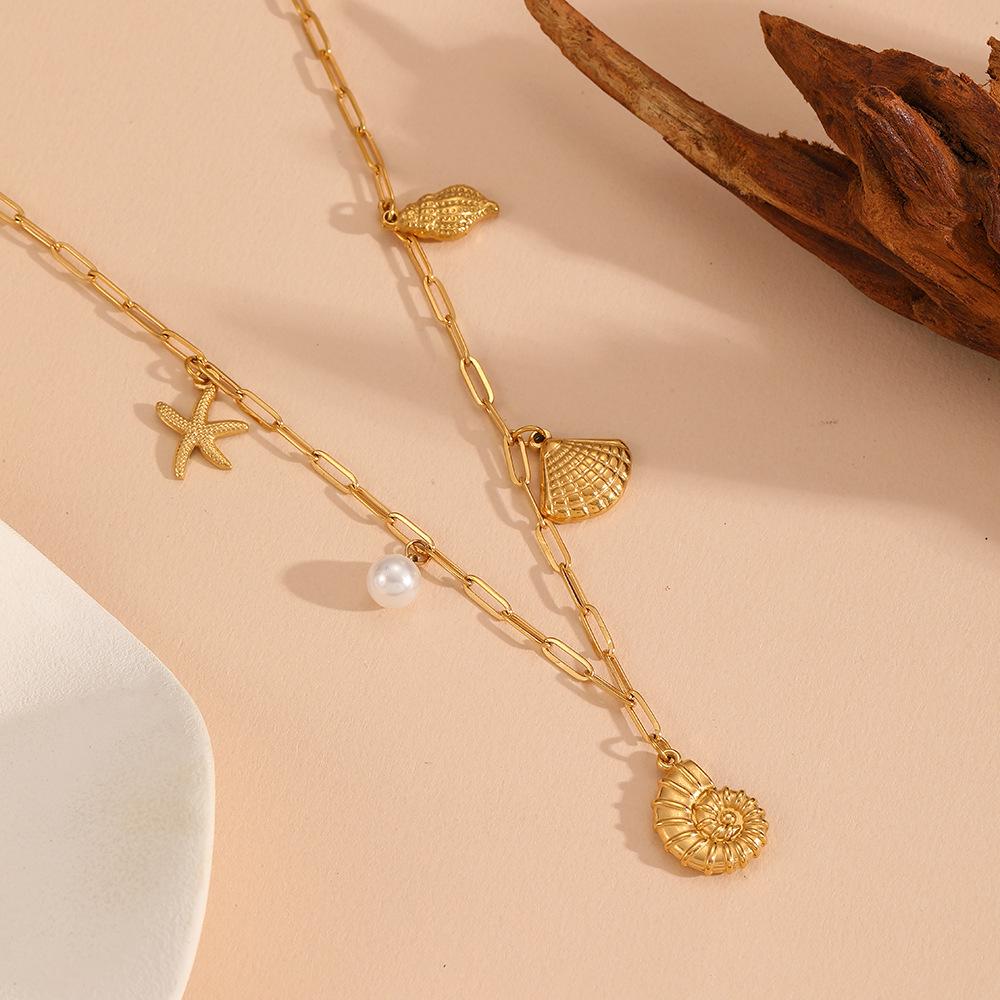 Stainless Steel Pearl Marine Life Jewelry Set - Summer Beach Collection