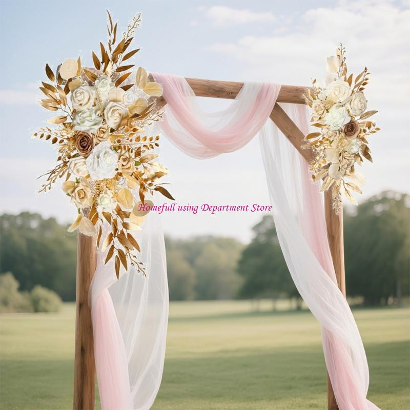 Elegant Wedding Arch Flower Plastic Base Polyester Fabric Event Backdrop Decorations Beach Party Accessories
