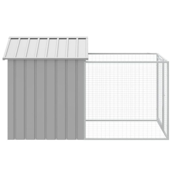 VidaXL Dog Niche with Yard, Dog Shelter with Roof, Pet Cage, Outdoor Patio House, Grey 172352