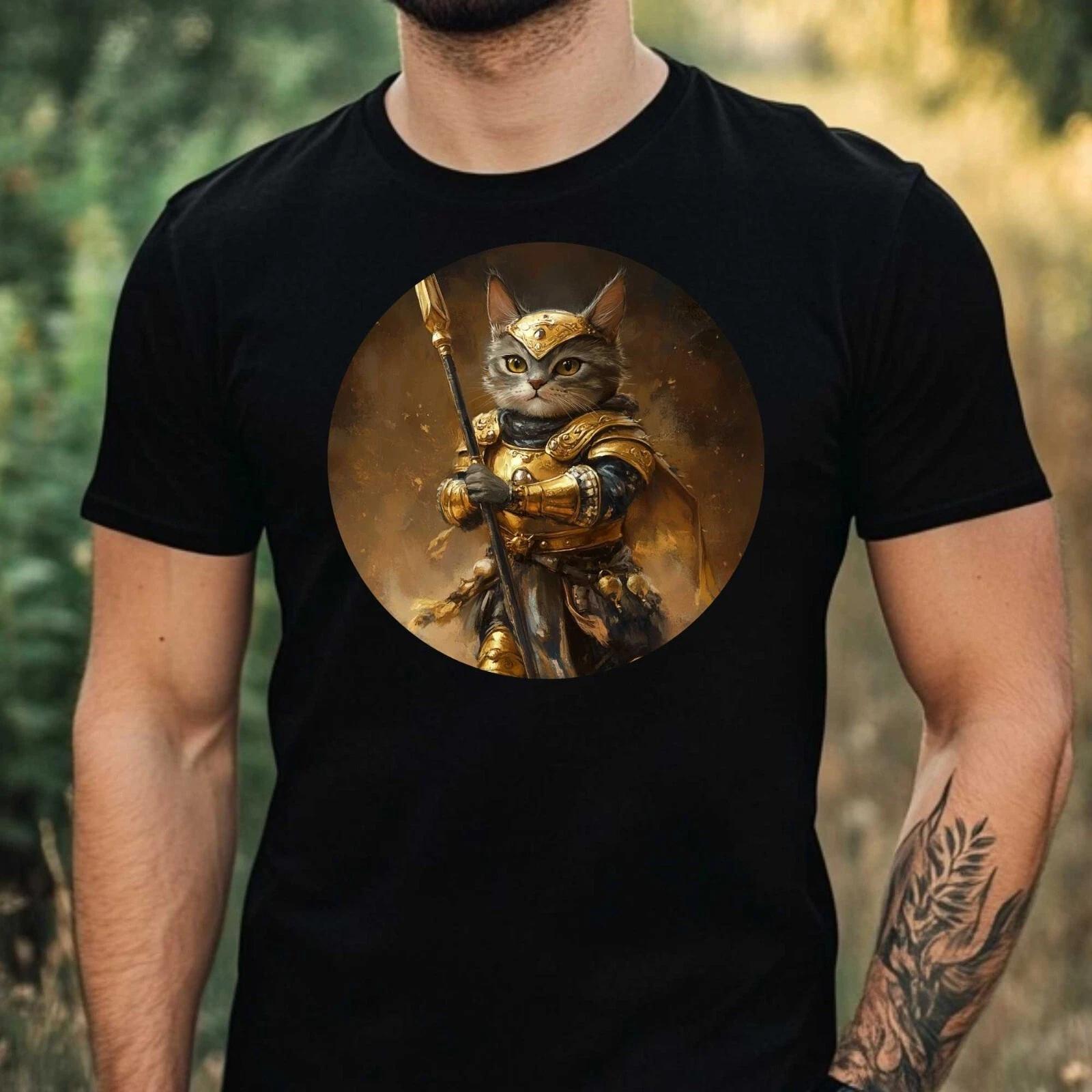 T-Shirt Herren Katzen Krieger Motiv Baumwolle Größe XS bis 5XL XS