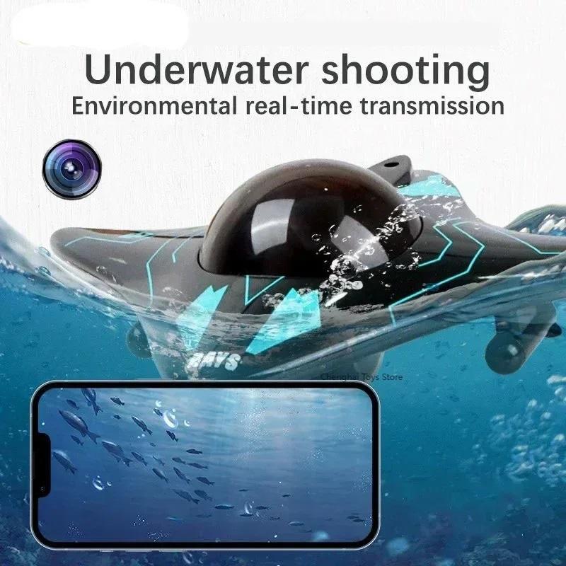 6-Kanal RC-Boot U-Boot mit Kamera Unterwasser-Fernsteuerung Wifi FPV Fernsteuerungsboote Funkfernsteuerungsspielzeug für Kinder Geschenke