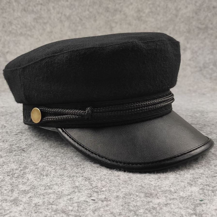 Large size thickened padded flat top hat middle-aged and elderly men's hat big head circumference captain's hat winter small head circumference men's