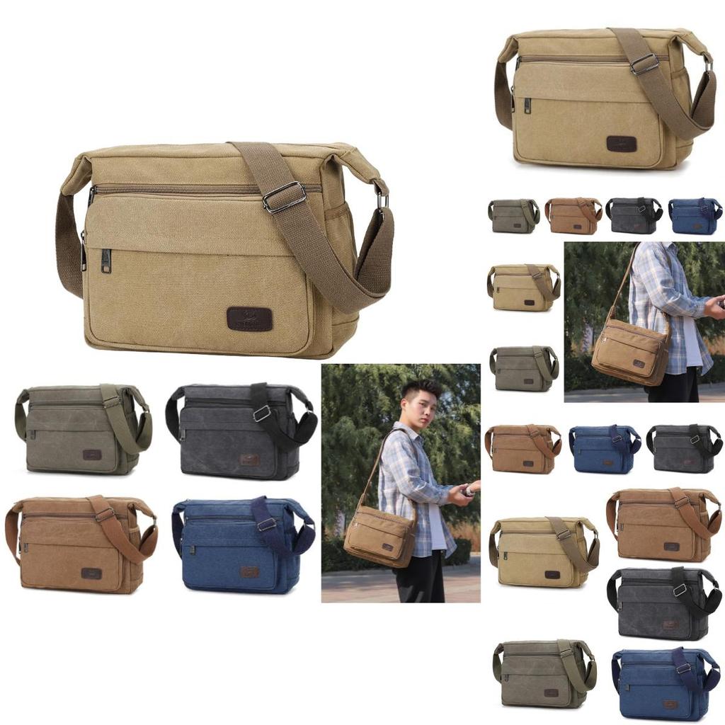 Geantă Mesager Canvas Multifuncțională Pentru Bărbați Pe Umăr Crossbody Modă Spațiu Suplimentar
